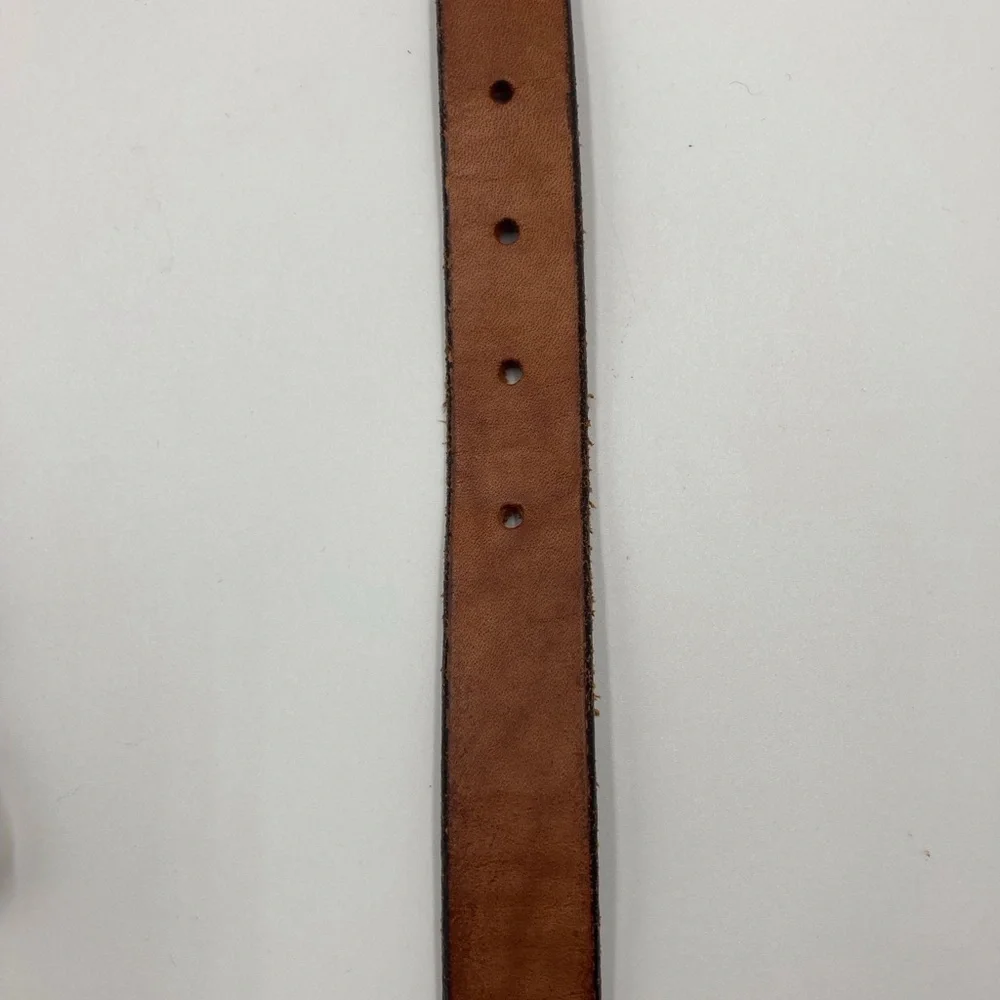 L.L.Bean brown Leather Unisex Belt Everyday Made in England Solid Brass Buckle